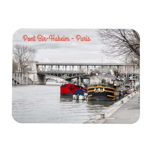 Houseboats moored  near Pont Bir-Hakeim - Paris マグネット (横)