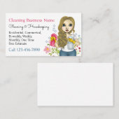 Housekeeping Maid Cleaning Services Floral 名刺 (正面/裏面)