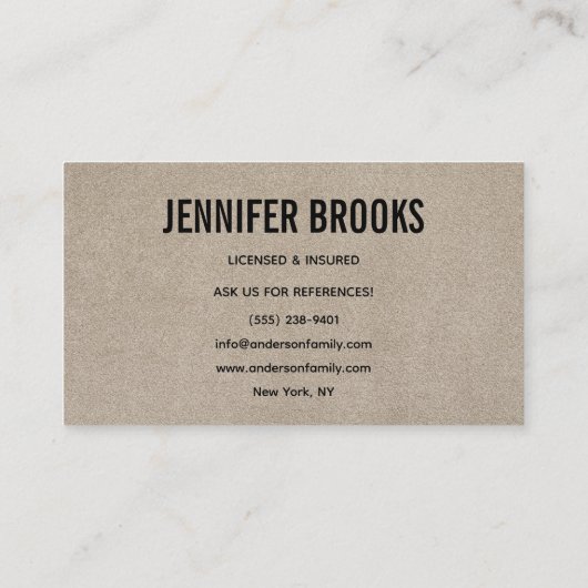 Housekeeping Maid Service Cleaning Professional 名刺 (裏面)