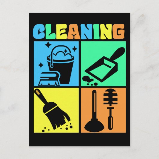 Housekeeping Retro Housekeeper Cleaning ポストカード (正面)
