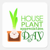 Houseplant Appreciation Day Cute Potted Flower  スクエアシール (正面)