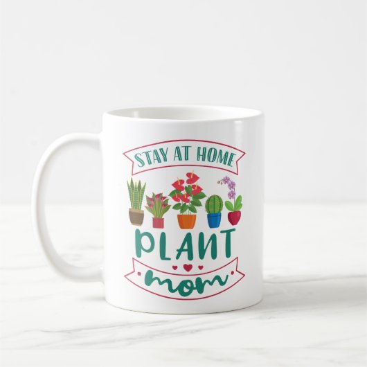 Houseplant Lover Stay At Home Plant Mom コーヒーマグカップ (左)