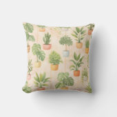 houseplant pattern with potted indoor クッション (正面)
