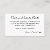Houseplant Small Business Thank You Business Card 名刺 (裏面)