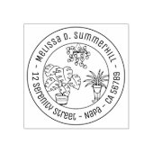 Houseplants Hobby Round Address ラバースタンプ (インプリント)