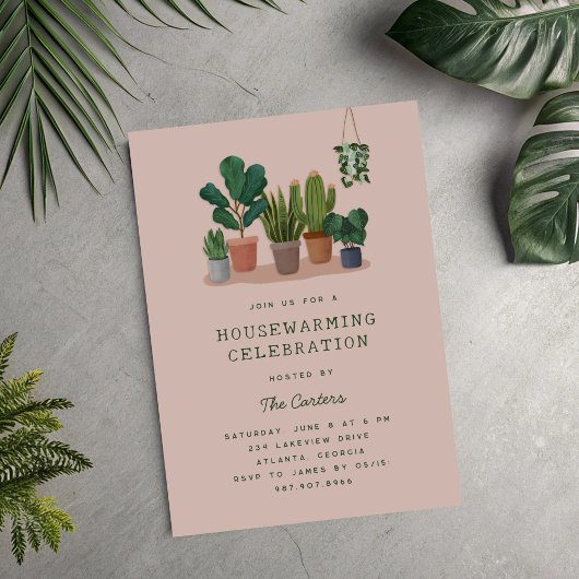 Houseplants Illustrations Housewarming Party 招待状