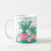 Houseplants Personalised Name Mug コーヒーマグカップ (左)