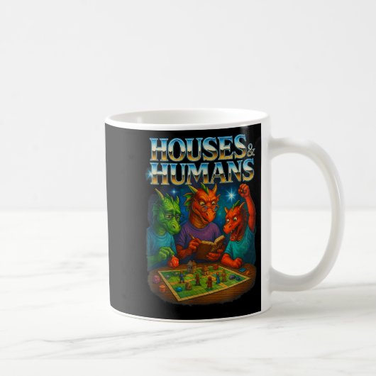 Houses And Humans Funny Gaming Rpg Gamers Men Wome コーヒーマグカップ (右)