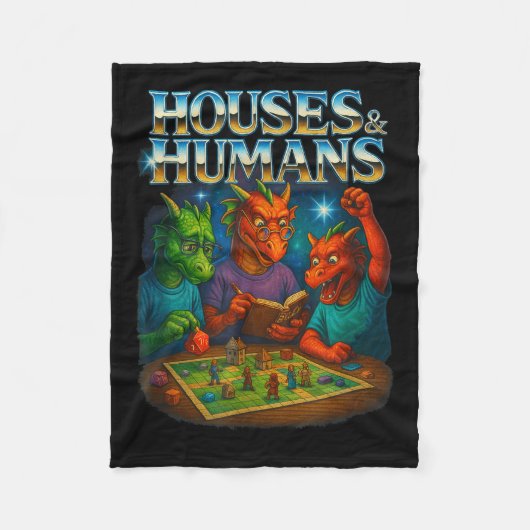 Houses And Humans Funny Gaming Rpg Gamers Men Wome フリースブランケット (正面)