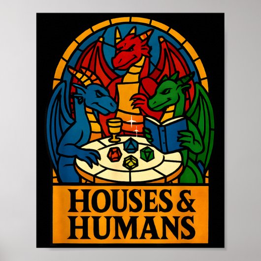 Houses And Humans Funny Rpg Nerdy Gamers Men Women ポスター (正面)