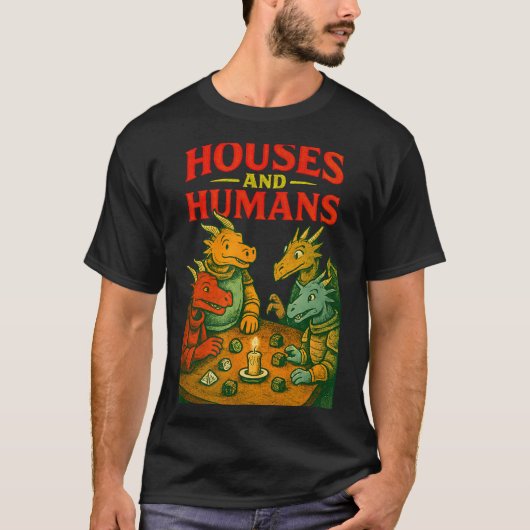 Houses And Humans Gaming Funny Rpg Gamer Men Boys  Tシャツ (正面)