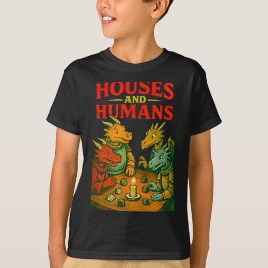 Houses And Humans Gaming Funny Rpg Gamer Men Boys  Tシャツ (正面)