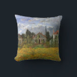 Houses at Argenteuil by Claude Monet,ヴィンテージ・アート クッション<br><div class="desc">Claude MonetのArgenteuil (1873)の家はヴィンテージの印象派の美術素晴らし建築絵画建築だ。フランスのアルゼンテウイルの小さな村で曇った日に、フローラの春の牧草地に咲く花。住宅街の隣に並ぶ農家。アーティストについて：クロード・モネは印象派の運動の創始者であフランスのり、彼の絵画の大半は絵画、（野外で）スタイルの印象派の風景を楽しむことができる。</div>