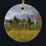 Houses at Argenteuil by Claude Monet,ヴィンテージ・アート セラミックオーナメント<br><div class="desc">Claude MonetのArgenteuil (1873)の家はヴィンテージの印象派の美術素晴らし建築絵画建築だ。フランスのアルゼンテウイルの小さな村で曇った日に、フローラの春の牧草地に咲く花。住宅街の隣に並ぶ農家。アーティストについて：クロード・モネは印象派の運動の創始者であフランスのり、彼の絵画の大半は絵画、（野外で）スタイルの印象派の風景を楽しむことができる。</div>