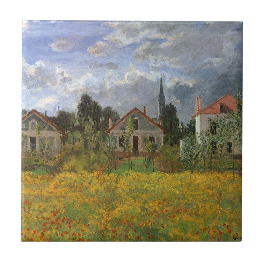 Houses at Argenteuil by Claude Monet,ヴィンテージ・アート タイル (正面)