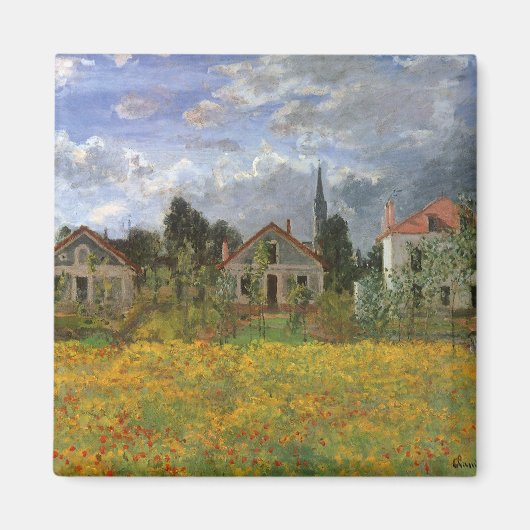 Houses at Argenteuil by Claude Monet,ヴィンテージ・アート マグネット (正面)