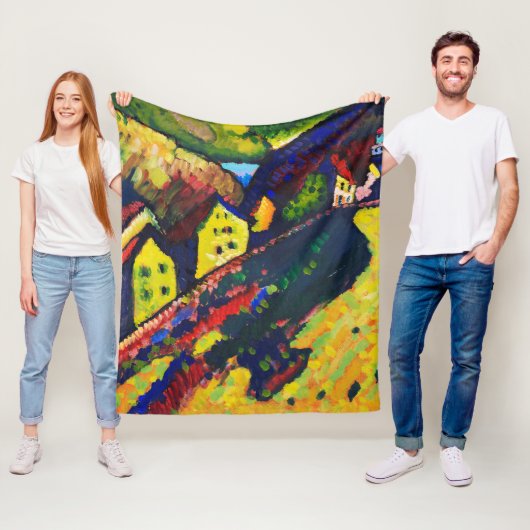 Houses at Murnau, Wassily Kandinsky フリースブランケット (インサイチュ)