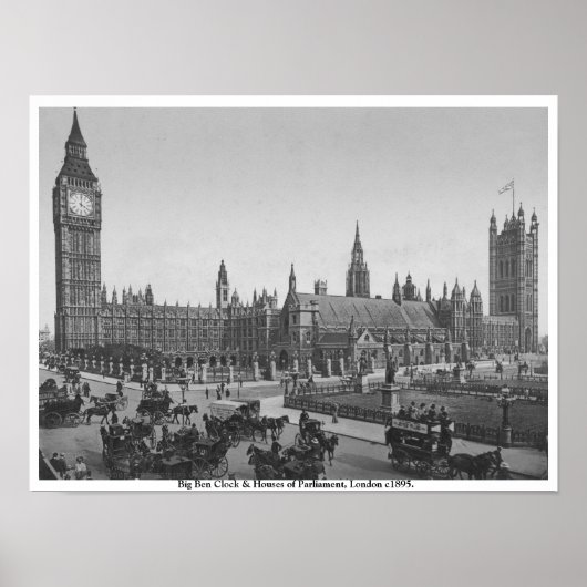 Houses Of Parliament c1895,ヴィンテージ・ロンドン ポスター (正面)