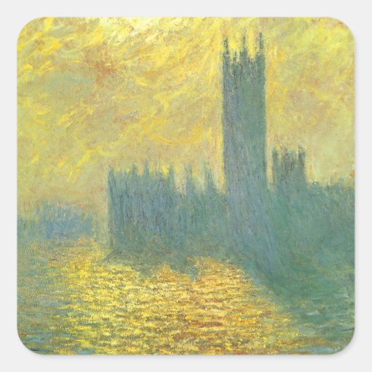Houses of Parliament, Stormy Sky by Claude Monet スクエアシール (正面)