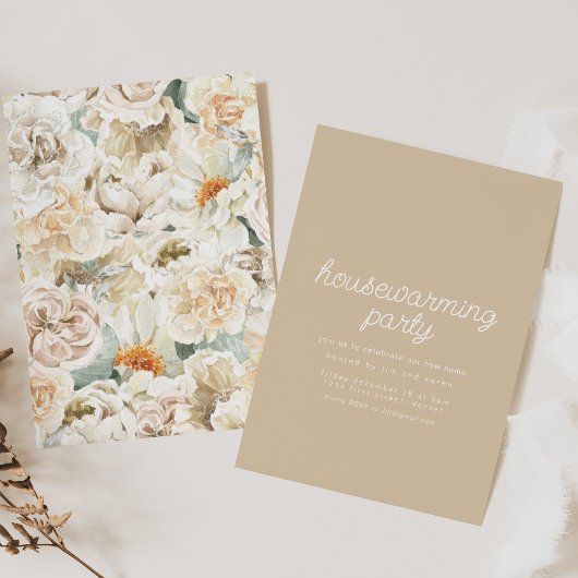Housewarming Boho Floral Wallpaper Party Invite 招待状
