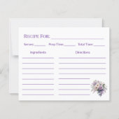 Housewarming Elegant Purple Floral Recipe Card (正面)