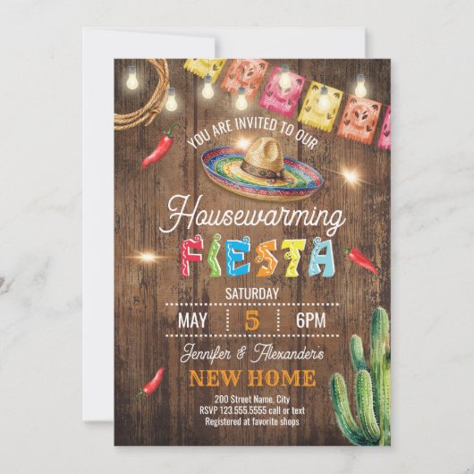 Housewarming Fiesta Party New Home 招待状 (正面)