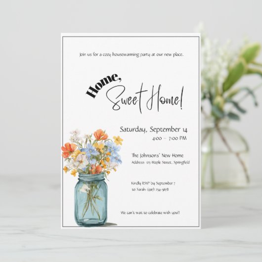 Housewarming Invitation • Home Sweet Home Floral 招待状 (スタンド正面)