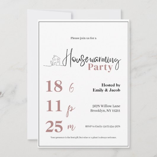 Housewarming Invitation • Modern New Home Party In 招待状 (正面)
