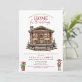 Housewarming Party Cozy Cabin Rustic Winter 招待状 (スタンド正面)