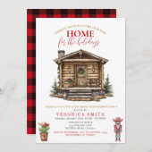 Housewarming Party Cozy Cabin Rustic Winter 招待状 (正面/裏面)