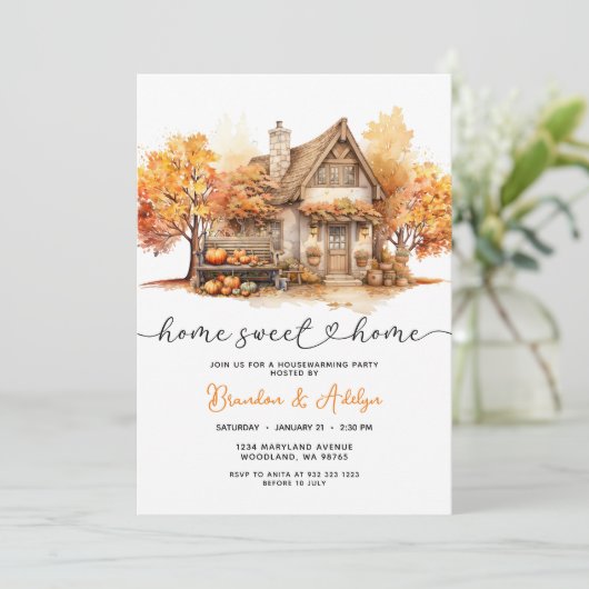  Housewarming Party Home Sweet Home Pumpkin 招待状 (スタンド正面)