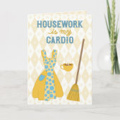 Housework Is My Cardio - レトロなユーモア カード (正面)