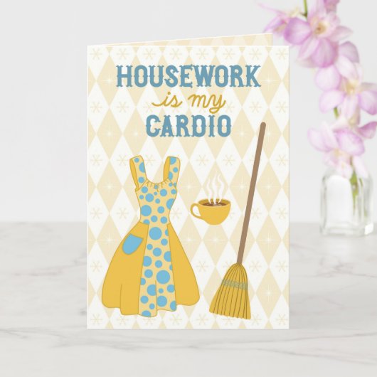 Housework Is My Cardio - レトロなユーモア カード (蘭)