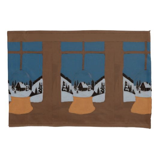 Housse d'Oreiller Hivernale - Boule à Neige 枕カバー (正面)