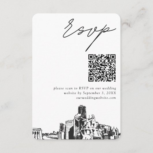 Houston結婚のモダンRSVP QRコード エンクロージャーカード (正面)