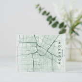 Houston City Map Minimal Postcard ポストカード (スタンド正面)