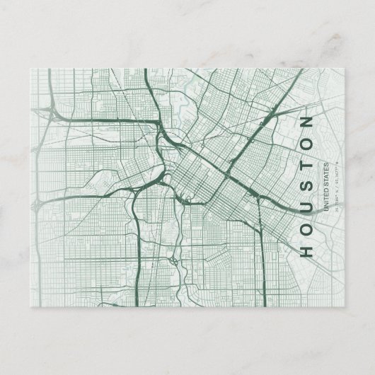 Houston City Map Minimal Postcard ポストカード (正面)
