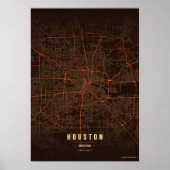 Houston Heatwave Map Print Texas Poster Wallart ポスター (正面)