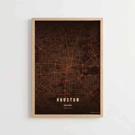 Houston Heatwave Map Print Texas Poster Wallart ポスター