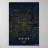 Houston Map Print Texas City Poster Wall Art Gift  ポスター (正面)
