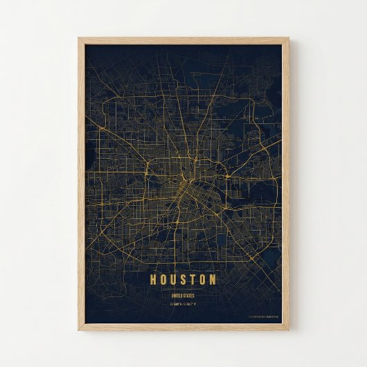Houston Map Print Texas City Poster Wall Art Gift  ポスター