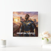 HOUSTON ROCKS - TEXAS スクエア壁時計 (ホーム)