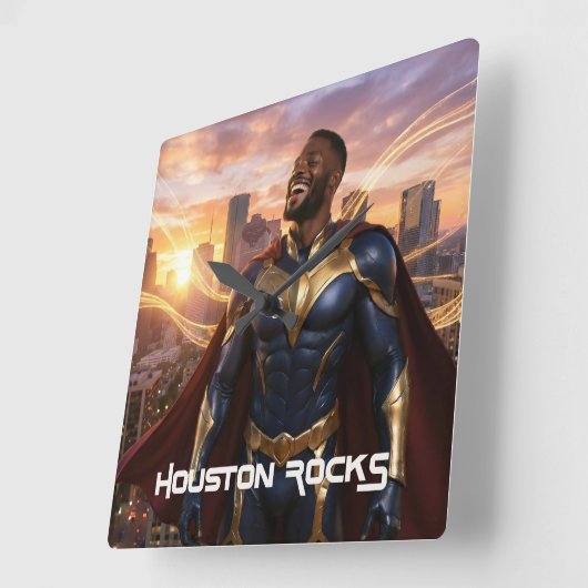 HOUSTON ROCKS - TEXAS スクエア壁時計 (傾斜)