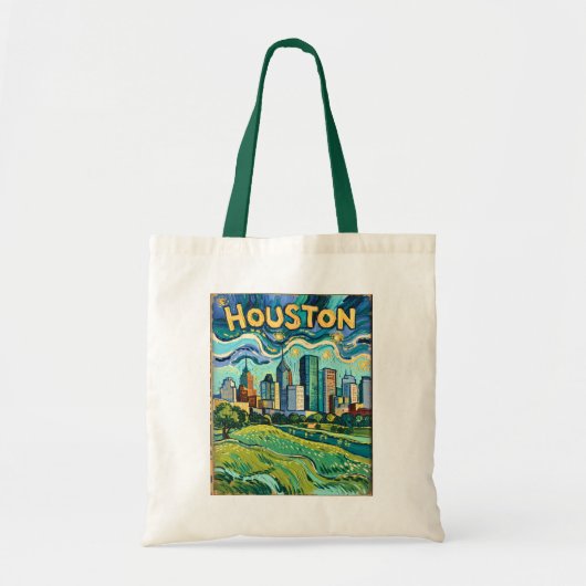Houston Skyline Colorful Van Gogh Cityscape トートバッグ (正面)