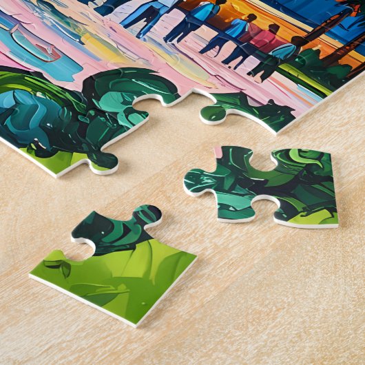 Houston Skyline Space Center Rocket Van Gogh Kids ジグソーパズル (側面)