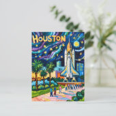 Houston Skyline Space Center Rocket Van Gogh Kids ポストカード (スタンド正面)