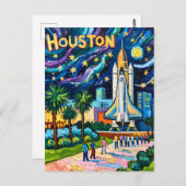 Houston Skyline Space Center Rocket Van Gogh Kids ポストカード (正面/裏面)