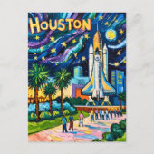 Houston Skyline Space Center Rocket Van Gogh Kids ポストカード (正面)