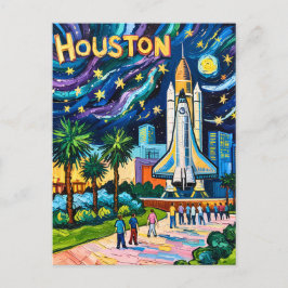 Houston Skyline Space Center Rocket Van Gogh Kids ポストカード