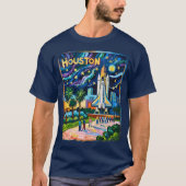 Houston Skyline Space Center Rocket Van Gogh Kids Tシャツ (正面)
